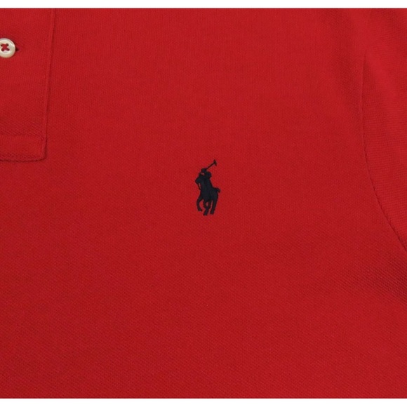 Polo Ralph Lauren Red Black Pony Custom Slim Fit Short Sleeve Polo Shirt L - Picture 2 of 6